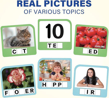 BenBen Spelling Games with 224 Flashcards, 2-4 Players, Learning Games for Kids Ages 4-8, Educational Toys for Kindergarten 1st 2nd 3rd Grade, Preschool Classroom Must Haves