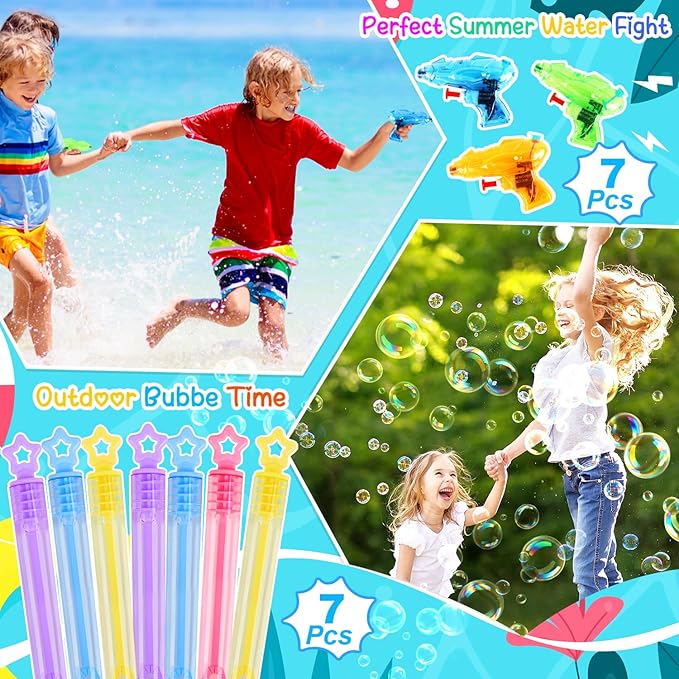 Pool Party Favors Beach Party Favors, 56 PCS Goodie Bag Stuffers Summer Beach Toys, Beach Balls Kids Sunglasses Bubble Wands Water Guns Slap Bracelets Whistles Tattoo, Pool Toys for Kids Ages 4-8-12