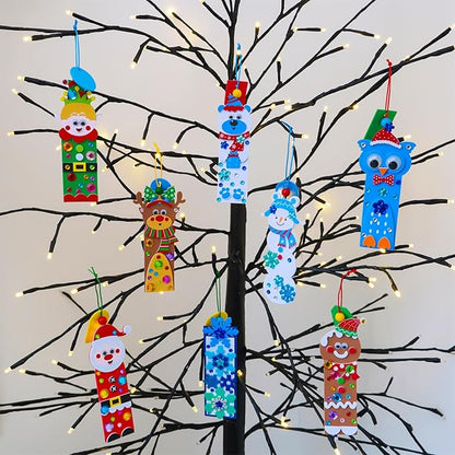 Winlyn 24 Sets Christmas Craft Kits Winter Crafts DIY Christmas Ornaments Bookmarks Decorations Festive Foam Stickers Christmas Arts and Crafts for Kids Holiday Classroom Art Activities Party Favors