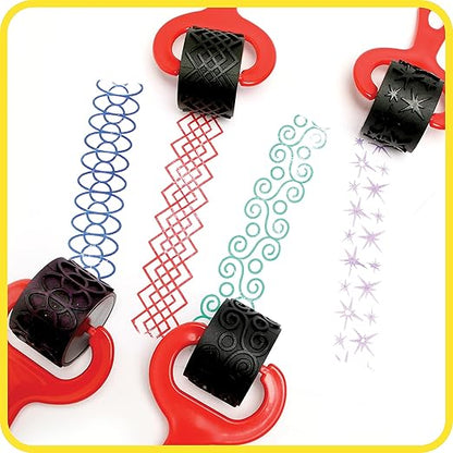 READY 2 LEARN Paint and Dough Explorers | 4 Patterns | Set 2 | Original Colors | Chunky Texture Rollers for Kids | Paint, Ink and Play Dough Accessories