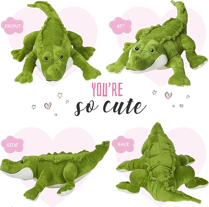 Athoinsu Cute Alligator Stuffed Animal Hugging Soft Realistic Crocodile Plush Toy Pillow Birthday Children's Day Christmas for Toddler Kids Boys, 18.5''