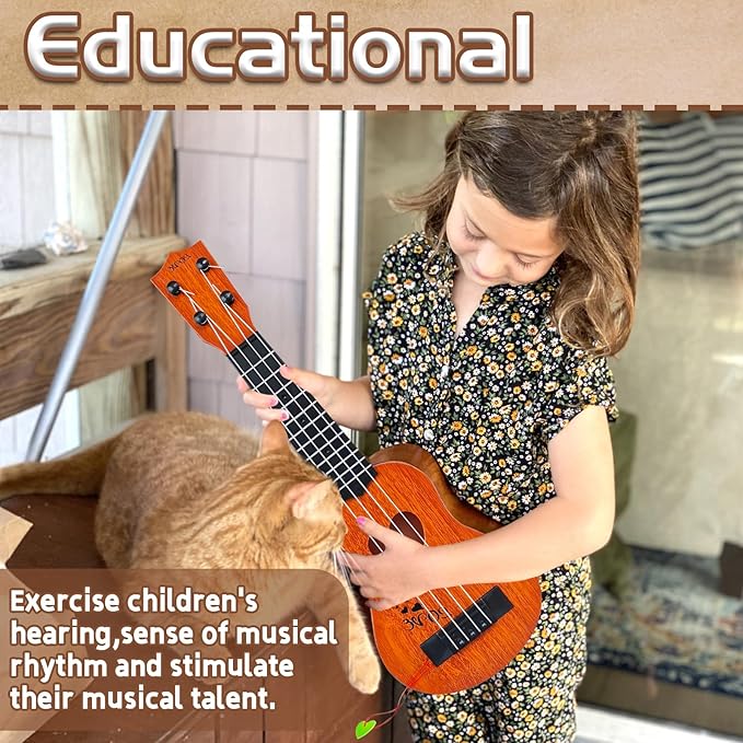 Kids Toy Classical Ukulele,17 Inch 4 Strings Guitar Ukulele Musical Toy,Educational Guitar Toy for Toddlers and Preschoolers