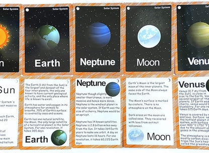 Set of The Solar System and Moon Phase Flashcards for Toddlers | Kids Learning Flashcard & Montessori Pocket Cards | Perfect for Pre-K Decor Background Wall Stickers, Teacher/Autism Therapists Tools