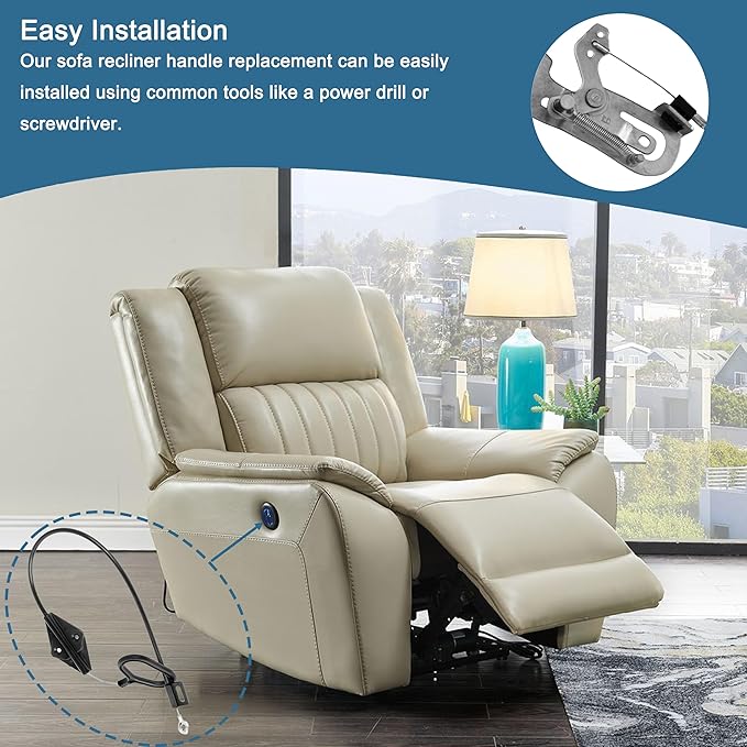 D-Ring Replacement Recliner Handle, Compatible with Lazy Boy, 22" Length