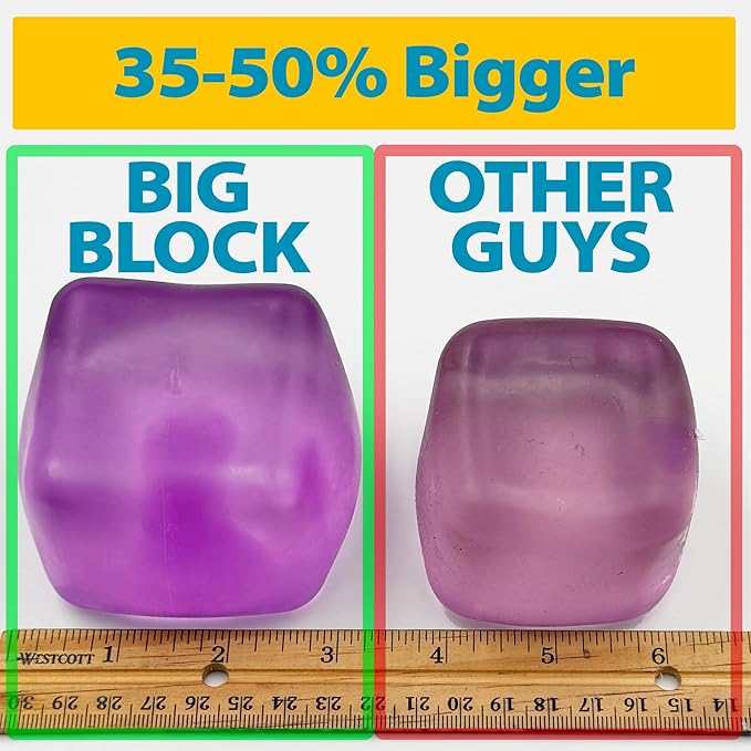 Premium Big Block Squeez'M Cube – 35% Larger Than The Standard Squishy Cube, Toy for Kids & Adults - Sensory Fidget for Stress Relief, Focus & Play – Colorful, Durable, Gift-Ready – ASTM Certified 3+