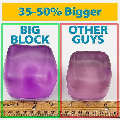 Premium Big Block Squeez'M Cube – 35% Larger Than The Standard Squishy Cube, Toy for Kids & Adults - Sensory Fidget for Stress Relief, Focus & Play – Colorful, Durable, Gift-Ready – ASTM Certified 3+