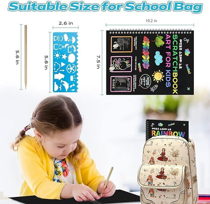 Smasiagon Scratch Paper Art-Crafts Kits for Kids, 2 Pack Scratch Off Notebooks Magic DIY Art Supplies Toys for 3-12 Years Old Girls Boys, Favors Gifts for Birthday Valentines Easter Party Games