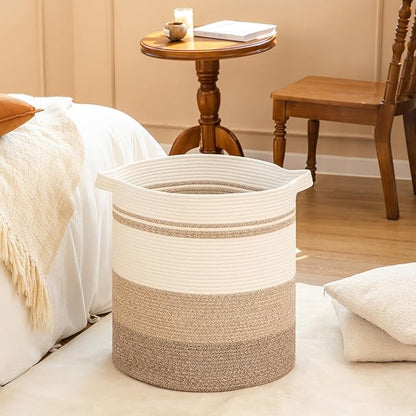 OIAHOMY 80L Laundry Baskets Hamper with Handles,Decorative Basket for Living room,Woven Storage Basket for Toys Bin,Pillows, Blankets,Clothes-20x18in-Gradient Yellow
