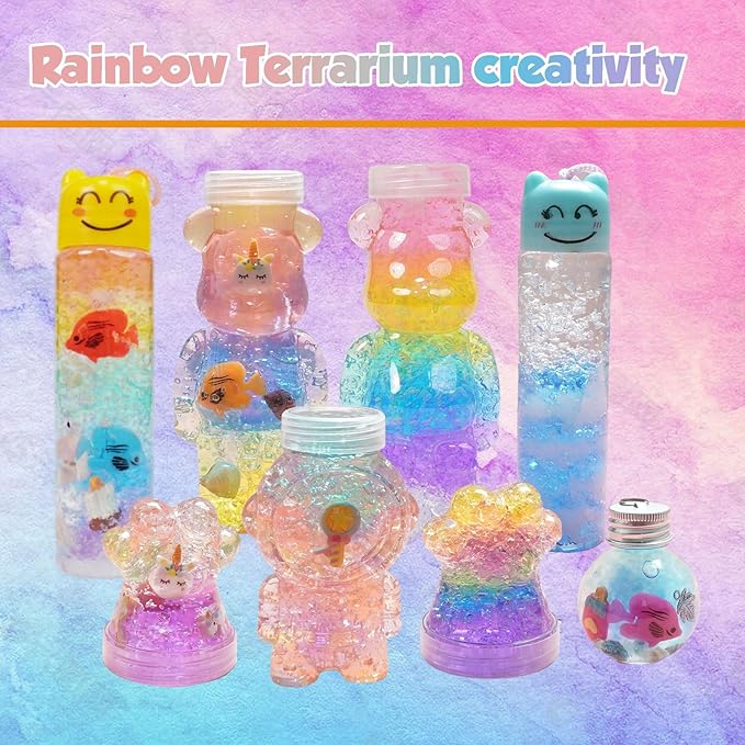Suxkbo 5 PCS Terrarium Crafts Kit for Kids,Glow in Dark Unicorn Birthday Gifts Toys for Girls Kids Arts and Crafts Ages 5 6 7 8 9 10 Year Old for Girls Boys