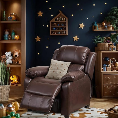 JC Home Macaron Kids Reclining Chair Leather Recliner Sofa Toddler Youth Children Child Ages 2-8