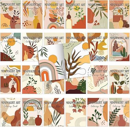 Coloring Book for Adult Coloring Book Bulk, DIY Art Coloring Book for Adult Drawing Book with Flower Words for Party Favors Goodie Bag Filler(24 Pcs,Minimalist)