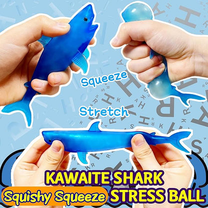 Squishy Shark Stress Balls Dolphin Squeeze Toys (2 Pack), Sea Animal Shark Squishy Toys Dolphin Stress Sugar Balls for Kids and Adults, Easter Basket Stuffers,, Party Favors
