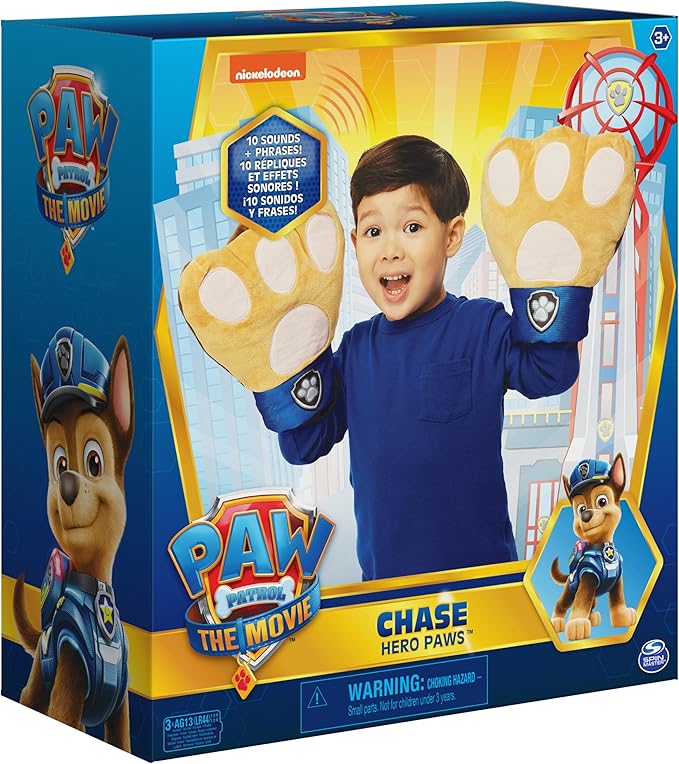 Paw Patrol, Chase Hero Paws Role Play Plush Toy with 10 Sounds and Phrases, Pretend Play Costume for Kids Ages 3 and up