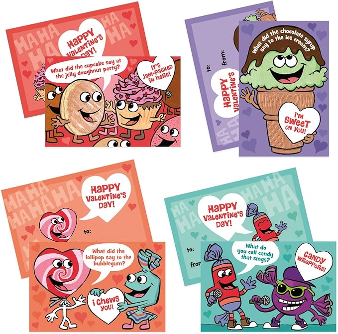 Peaceable Kingdom Valentines Cards for Kids Classroom, Set of 28 Valentines Day Gifts - Scratch off Jokes