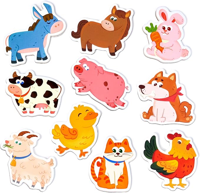 Wooden Fridge Magnets for Kids – 10 Cute Farm Animals Refrigerator Magnets for Toddlers, Large Kids Magnetic Toys, Fun Educational Learning Gifts for Toddlers 2 3 4 5 Years Old