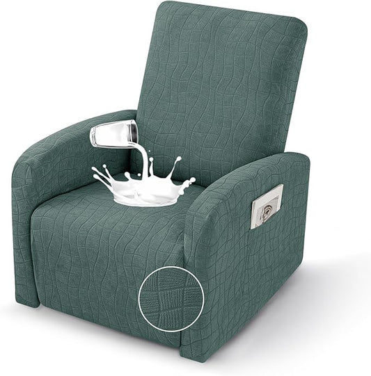 MAXIJIN Waterproof Small Recliner Chair Covers 3 Pieces Recliner Cover That Stay in Place, Lazy Boy Recliner Slipcovers with Pockets Reclining Protector for Pet (Small Recliner, Pea Green)
