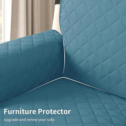 CHUN YI Recliner Chair Cover, Non-Slip Recliner Covers That Stay in Place, Washable Lazy Boy Recliner Covers with Pockets, Water Resistant Recliner Slipcover for Pets (Blue, Small Recliner)