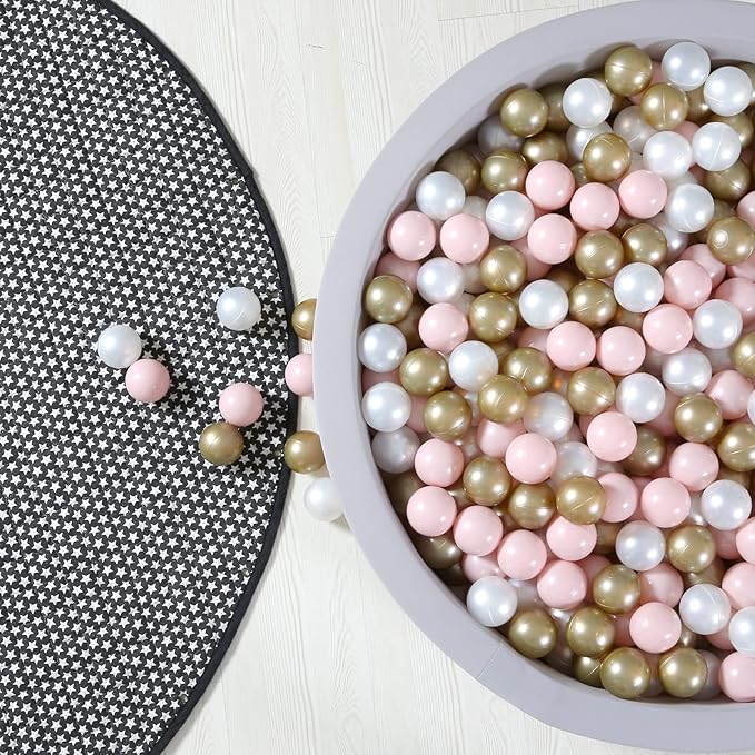 GOGOSO Plastic Balls for Baby Boys Play Pit Balls, Kid Ball Play Pit Play Yard, Baby Fance, Playpen, Playtent with Pearl Pink Brown WhiteColors,2.36inches, 100pcs