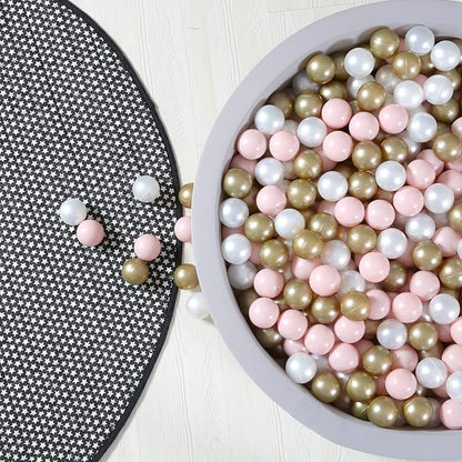 GOGOSO Plastic Balls for Baby Boys Play Pit Balls, Kid Ball Play Pit Play Yard, Baby Fance, Playpen, Playtent with Pearl Pink Brown WhiteColors,2.36inches, 100pcs