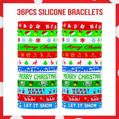 MGparty 72pcs Christmas Slap Bracelets Silicone Bracelets Bulk Party Favors Toys for Kids Xmas Party Favors Christmas Stocking Stuffers Gifts Goodie Bag Stuffers
