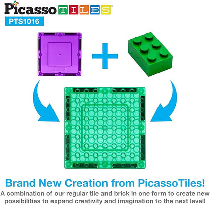 PicassoTiles 1016pcs Magnetic Brick Tile and Building Brick Block Combo Set, Magnetic Tiles, Building Blocks STEM Toys, Educational Preschool Toddler Learning Toys, Kids Activity & Creativity