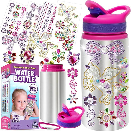 PURPLE LADYBUG Decorate Your Own Water Bottle Kits for Girls - 5 6 7 8 Year Old Girl Gifts, Girl Birthday Easter Gifts for Kids, Arts and Crafts for Kids Ages 6-8 Girls Water Bottles for School Girls