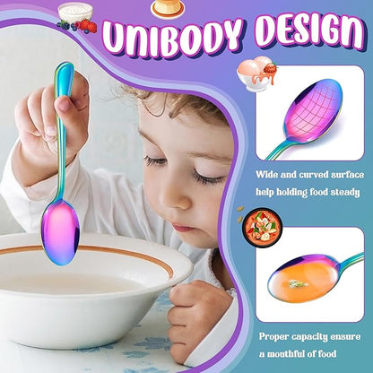 HaWare 12-Piece Kids Silverware, Stainless Steel Toddler Utensils Flatware Set, Preschooler Eating Utensils Includes 4 Spoons 4 Forks 4 Knives, Metal Children Cutlery for Home School, Mirror Finished