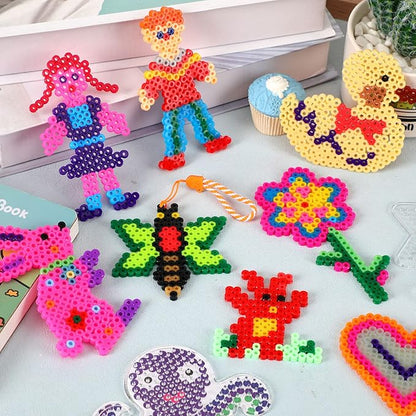 20 Pieces 5mm Fuse Beads Pegboards Clear Animal Shape Plastic Pegboards Craft Tray with 20 Pieces Colorful Cards for Kids DIY Craft Beads (Pack of 2)