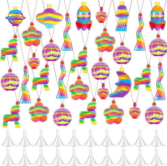 Libima 50 Pcs Sand Art Necklaces for Kids Bulk Sand Art Bottle, Colored Sand for Crafts Create Your Own Sand Art Sets for DIY Craft Making Classroom Activities Party Favors, Without Sand