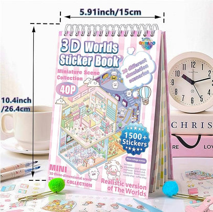 Sticker Book Activity, 20 Sets (1500+) DIY 3D Scene Stickers, Reusable Sticker Book, Mix and Match Creative Sets, Waterproof for All Surfaces, Ultimate Craft Supplies & Party Favors