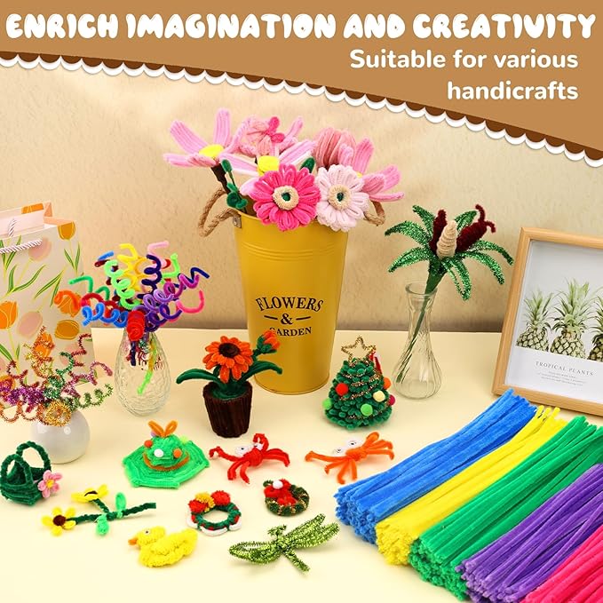 Pipe Cleaners, 100PCS Christmas Pipe Cleaners Craft Supplies, Cream Brown Pipe Cleaners Bulk Fuzzy Sticks for DIY Art and Craft Projects Home Decoration