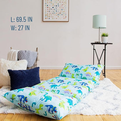 Wildkin Kids Floor Lounger: Ideal for Boys and Girls, Travel-Friendly, Perfect for Sleepovers - Pillow Lounger for Kids, Requires Standard Size Pillows Not Included (Dinosaur Land)