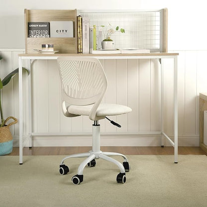 Homy Casa Armless Home Office Desk Chair, Colorful Task Chair with Soft Mesh Padded Cushion, Height Adjustable Swivel Study Computer Chair for for Girls Boys Teens (Beige, 1PC)