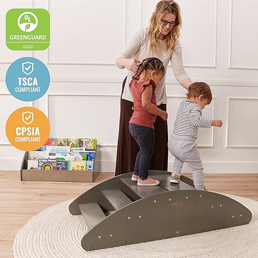 ECR4Kids Rocking Boat and Steps, Play Center, Grey Wash