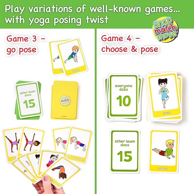 Yoga Cards for Kids - Calm Kids Exercise Equipment and Relaxing Exercise Cards, Play Yoga Pretzels Games of Mindful Memory Cards, Matching & Go Fish. Includes Game Instructions
