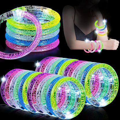 Jeffbaubl 30 Pcs LED Bracelets,6 Color Glow Sticks Bracelets,Light Up Bracelets,Glow Bracelets,Glow In The Dark Party Supplies for Kids Adults,Light Up Toys Gifts for Birthday Concert Carnival