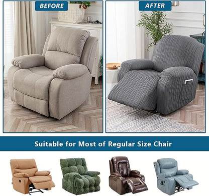 Recliner Cover Stretch Soft Couch Cover for Dogs, Sofa Slipcover for Recliner Couch Leakproof Furniture Protector for Kids, Pets (Dark Grey)