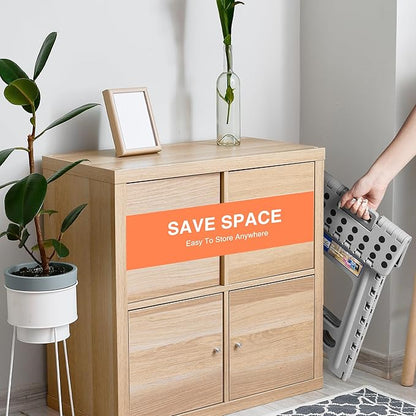 ACKO 6pack Folding Step Stool 17.5 Inch Stool 400 LB Weight Capacity Plastic Foldable Step Stools for Adults and Kids, Folding Stool Suitable for Kitchen, Stepping Stool with Handle Grey Step Stool