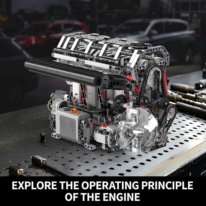 Mould King L4 Engine Building Blocks Sets, MOC Inline-Four Engine Scale Model Kit with Battery and Motor, Collectible Set for Adults, Construction Toys for Kids Children Boys Girl(1787 PCS