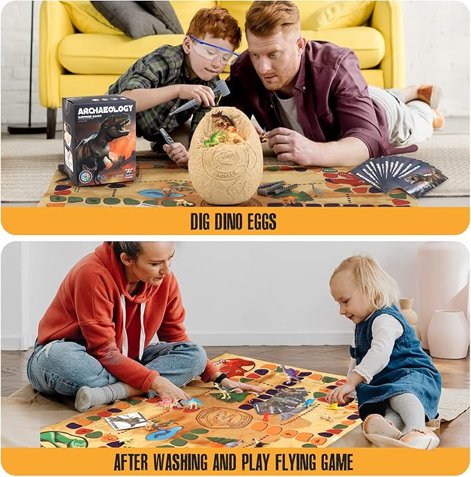 Jumbo Dino Egg Dig Kit, Dinosaur Toys for Kids 5-7, Dinosaur Eggs with 12 Dinosaurs inside, Dino Toy Outdoor Gift with Dinosaur Card, Dinosaur Egg Excavation for Kids Boys Girls Gift 6 and up year old