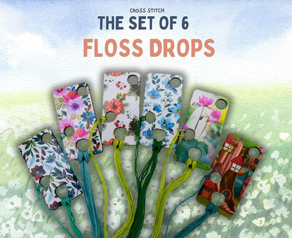 Floss drops cross stitch Wooden thread drops organizer floss drop for cross stitch kit fox embroidery floss storage holders for threads The set of 6 cross stitch retreat gifts