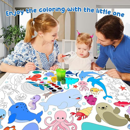 3Pack Giant Coloring Poster, Large Coloring Poster for Kids, Dinosaur, Mermaid, and Sea Animal Huge Big Coloring Page Craft with for Classroom Home Coloring Activities Birthday Gifts Party Favors