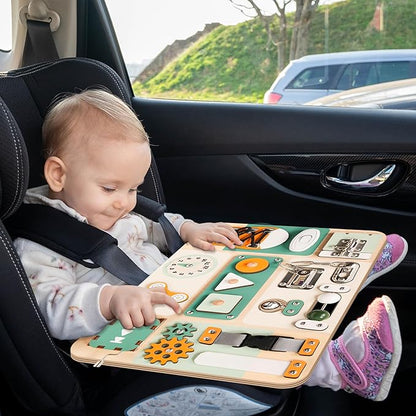 KALOTOYS Busy Board Montessori Toys for 1 2 3 Year Old - Sensory Toys for Toddlers 1-3 - Fine Motor Skills & Early Learning - Montessori Gift for Boys & Girls, Travel-Friendly & Safe