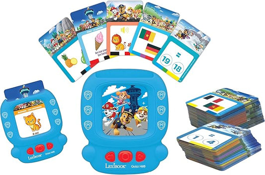 LEXiBOOK, Paw Patrol, Bilingual Interactive Card Reader, Audio Toy to Learn English and Spanish, 150 Double-Sided Educational Cards, Educational Quiz & flashcard Machine, Blue/red, JCR10PAi2