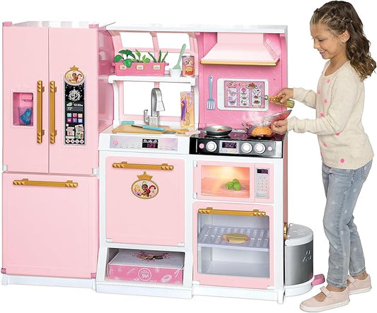 Disney Princess Style Collection Fresh Prep Gourmet Kitchen, Interactive Pretend Play Kitchen for Girls & Kids with Realistic Steam, Complete Meal Kit & 35+ Accessories