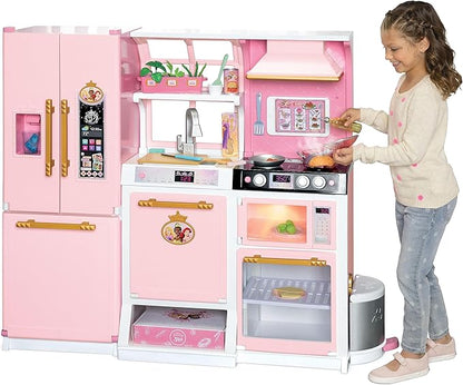 Disney Princess Style Collection Fresh Prep Gourmet Kitchen, Interactive Pretend Play Kitchen for Girls & Kids with Realistic Steam, Complete Meal Kit & 35+ Accessories