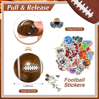 Aoriher 194 Pcs Football Party Favors Set Sport Silicone Bracelet Sport Car Keychain Whistle for Girls Boys Birthday Gifts Sport Themed Party Supplies