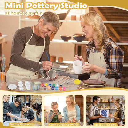 Texilo Air Dry Clay Kit for Adults, Pottery Starter Tools for Beginner, DIY Painting Making Set with Clay,Paints,Sculpting Tools,Varnish, Guide, Christmas Birthdays Gift for Arts Crafts Lover at Home