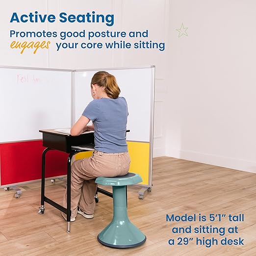 ECR4Kids ACE Active Core Engagement Wobble Stool, 18-Inch Seat Height, Flexible Seating, Seafoam