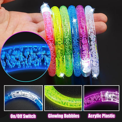 Jeffbaubl 30 Pcs LED Bracelets,6 Color Glow Sticks Bracelets,Light Up Bracelets,Glow Bracelets,Glow In The Dark Party Supplies for Kids Adults,Light Up Toys Gifts for Birthday Concert Carnival